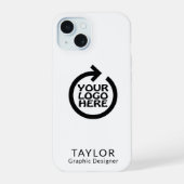 Gepersonaliseerde Logo en SMS Business iPhone 15 Case (Achterkant)