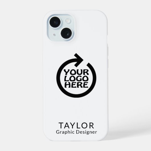 Gepersonaliseerde Logo en SMS Business iPhone 15 Case (Achterkant)