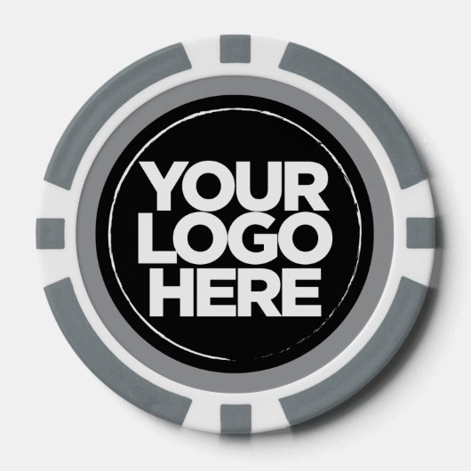 Gepersonaliseerde Logo en tekst Cool Grey Poker Chips (Voorkant)
