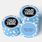 Gepersonaliseerde Logo en tekst Cool Light Blue Poker Chips (Opstapeling)