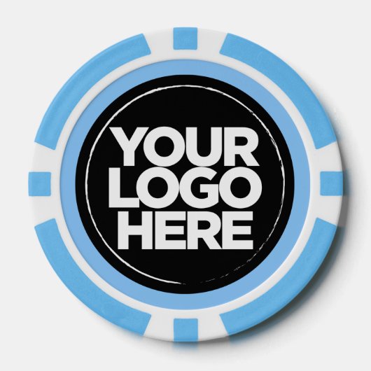 Gepersonaliseerde Logo en tekst Cool Light Blue Poker Chips (Voorkant)