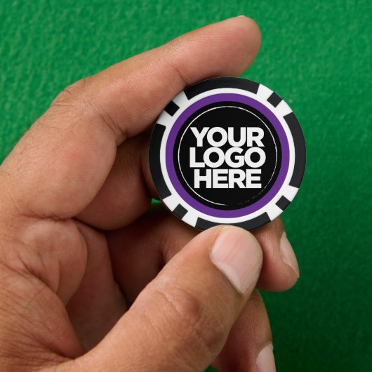 Gepersonaliseerde Logo en tekst Cool Paarse Poker Chips (Hand)