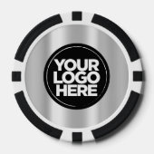 Gepersonaliseerde Logo en tekst Cool Silver Poker Chips (Voorkant)