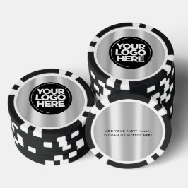 Gepersonaliseerde Logo en tekst Cool Silver Poker Chips