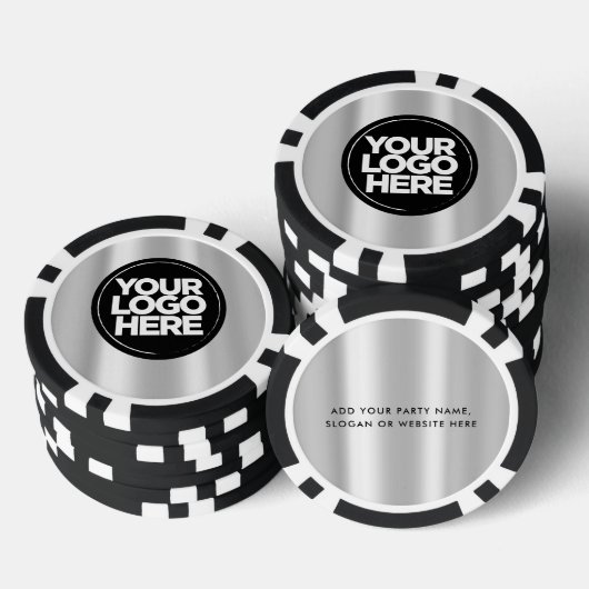 Gepersonaliseerde Logo en tekst Cool Silver Poker Chips (Opstapeling)