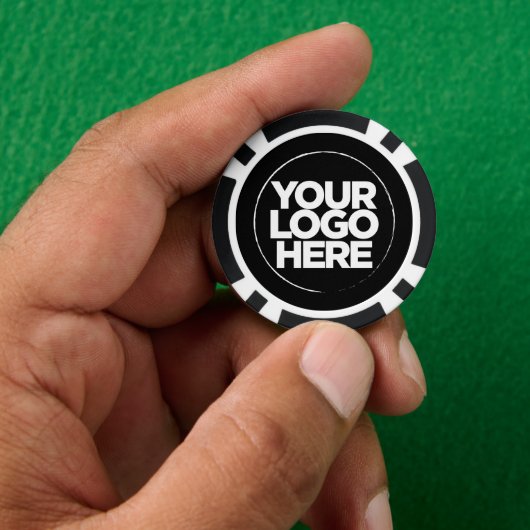 Gepersonaliseerde Logo en tekst Cool Zwart-wit Poker Chips (Hand)