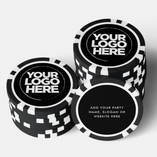 Gepersonaliseerde Logo en tekst Cool Zwart-wit Poker Chips (Opstapeling)