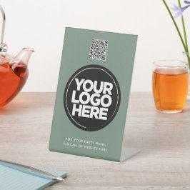 Gepersonaliseerde logo en tekst Eenvoudige Qr-code Reclamebord Met Voetstuk