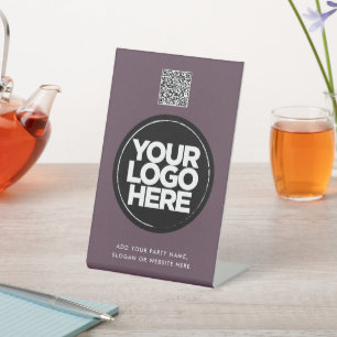 Gepersonaliseerde Logo en Tekst Eenvoudige Qr Code Reclamebord Met Voetstuk