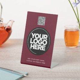 Gepersonaliseerde logo en tekst Eenvoudige Qr-code Reclamebord Met Voetstuk