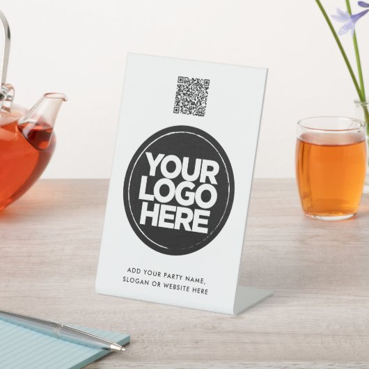 Gepersonaliseerde Logo en tekst Eenvoudige Qr-code Reclamebord Met Voetstuk (Insitu)