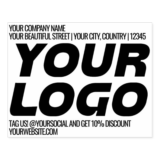 Gepersonaliseerde Logo en tekst groot retouradres Rubberstempel (Afrduk)