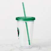 Gepersonaliseerde Logo Geen minimum met stro Acryl Drinkbeker (Links)
