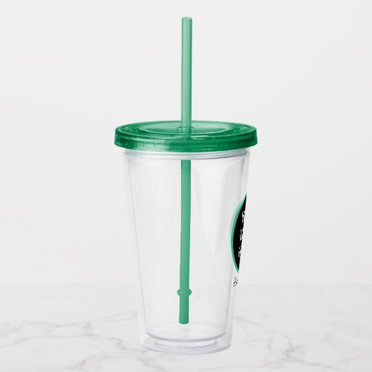 Gepersonaliseerde Logo Geen minimum met stro Acryl Drinkbeker (Rechts)