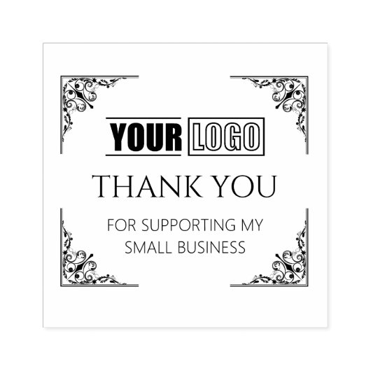 Gepersonaliseerde Logo  grens Dank u Rubberstempel (Afrduk)