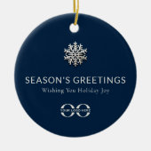 Gepersonaliseerde Logo Holiday Joy Snowflake Ornam Keramisch Ornament (Voorkant)