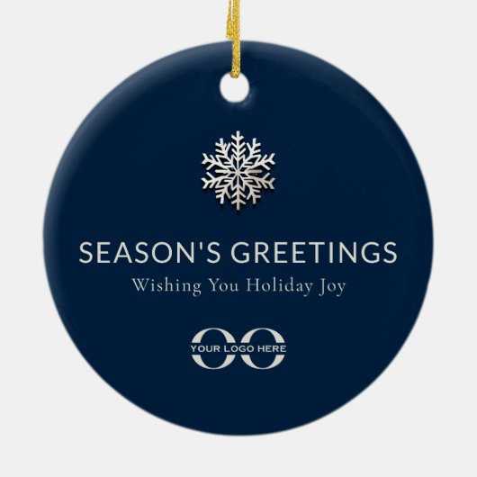 Gepersonaliseerde Logo Holiday Joy Snowflake Ornam Keramisch Ornament (Achterkant)