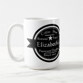 Gepersonaliseerde logo koffiewinkel koffiemok (Links)