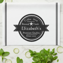 Gepersonaliseerde logo koffiewinkel theedoek