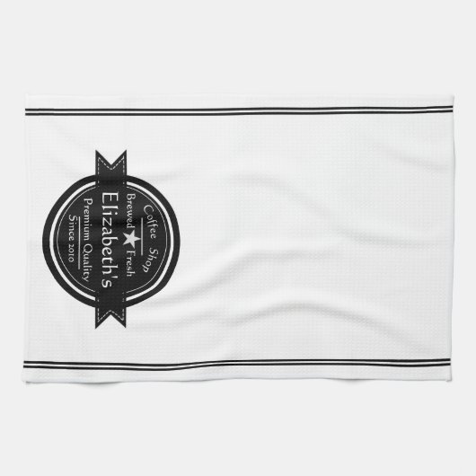 Gepersonaliseerde logo koffiewinkel theedoek (Horizontaal)