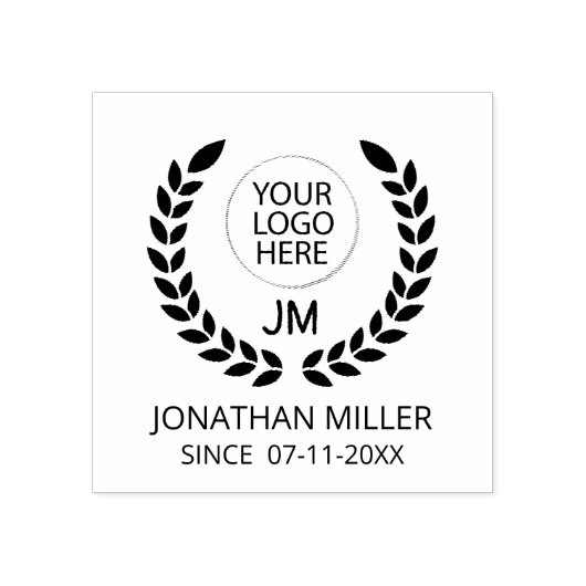 Gepersonaliseerde logo Monogram initialen Rubberstempel (Afrduk)