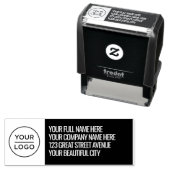 Gepersonaliseerde Logo, naam zwart retouradres Zelfinktende Stempel (In situ)