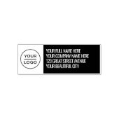 Gepersonaliseerde Logo, naam zwart retouradres Zelfinktende Stempel (Design)