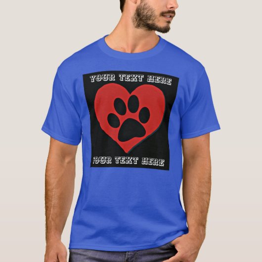 GEPERSONALISEERDE LOGO PAW PRINT HEART T-SHIRT (Voorkant)