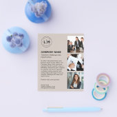 Gepersonaliseerde Logo Photo Modern Beige Business Flyer (Enkel)