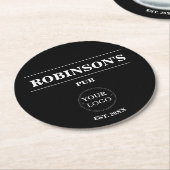 Gepersonaliseerde Logo Pub Bar Naam Jaar Vastgeste Ronde Kartonnen Onderzetter (Gebogen)
