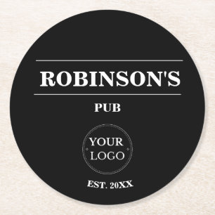 Gepersonaliseerde Logo Pub Bar Naam Jaar Vastgeste Ronde Kartonnen Onderzetter