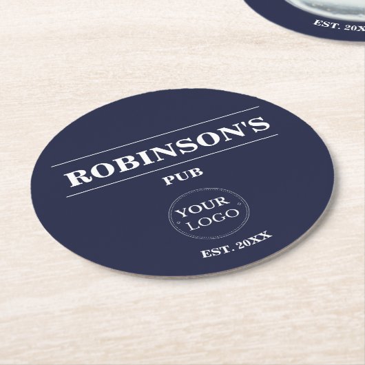 Gepersonaliseerde Logo Pub Bar Naam Jaar Vastgeste Ronde Kartonnen Onderzetter (Gebogen)