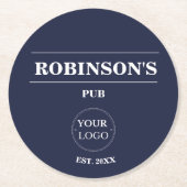 Gepersonaliseerde Logo Pub Bar Naam Jaar Vastgeste Ronde Kartonnen Onderzetter (Voorkant)