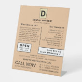 Gepersonaliseerde Logo, tandheelkunde, tandheelkun Reclamebord Met Voetstuk (Voorkant)