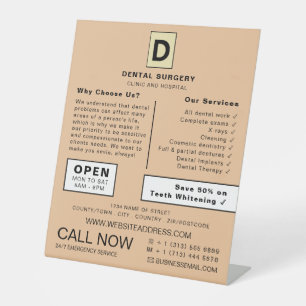 Gepersonaliseerde Logo, tandheelkunde, tandheelkun Reclamebord Met Voetstuk