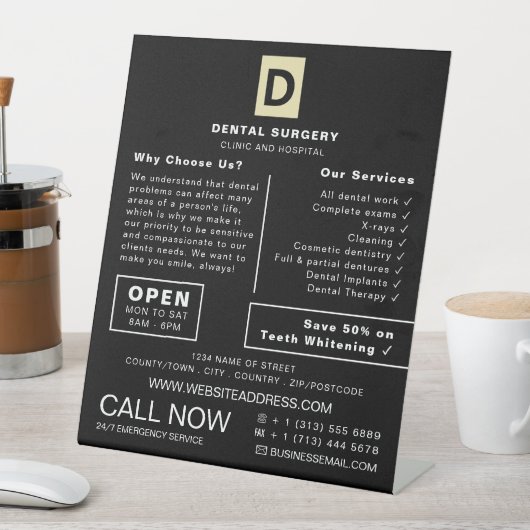 Gepersonaliseerde Logo, tandheelkunde, tandheelkun Reclamebord Met Voetstuk (Insitu)