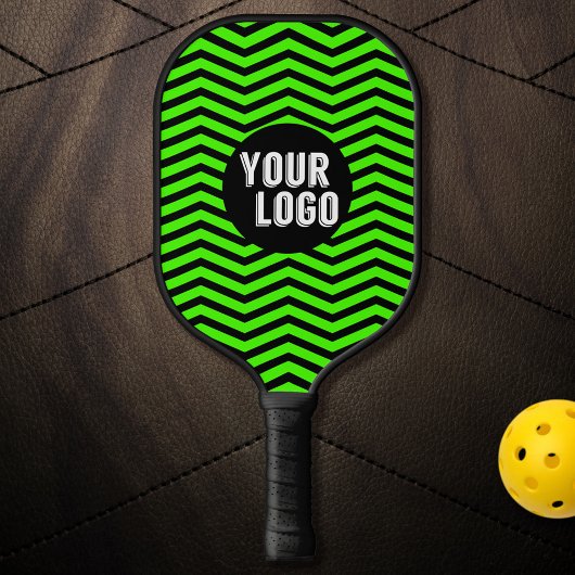 Gepersonaliseerde Logo, zwart en groen, Chevron Br Pickleball Paddle
