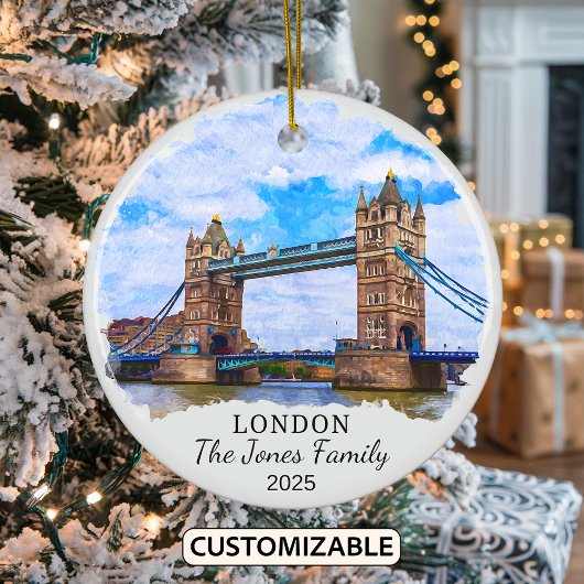 Gepersonaliseerde Londen Ornament, Engeland Keramisch Ornament