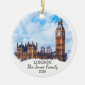 Gepersonaliseerde Londen Ornament, Engeland Keramisch Ornament (Voorkant)