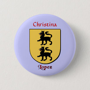 Gepersonaliseerde Lopez Historisch Schild Ronde Button 5,7 Cm