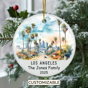 Gepersonaliseerde Los Angeles Ornament, Californië Keramisch Ornament