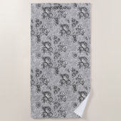 Gepersonaliseerde Lotsa grijze bloemen Strandlaken (Voorkant)