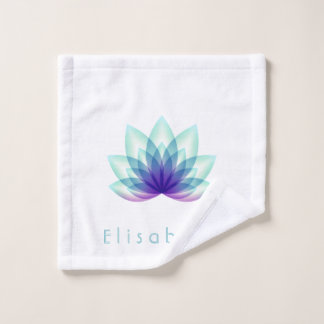 Gepersonaliseerde Lotus bloem groen blauw Washandje