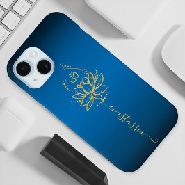 Gepersonaliseerde Lotus & OM – Custom Name Minimal iPhone 15 Case