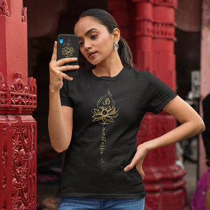 Gepersonaliseerde Lotus & Om Yoga Minimalistisch O T-shirt