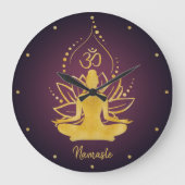 Gepersonaliseerde Lotus & Om Yoga Namaste Aangepas Grote Klok (Voorkant)