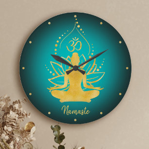 Gepersonaliseerde Lotus & Om Yoga Namaste Aangepas Grote Klok