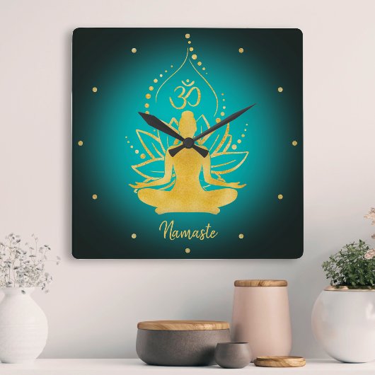 Gepersonaliseerde Lotus & Om Yoga Namaste Aangepas Grote Klok