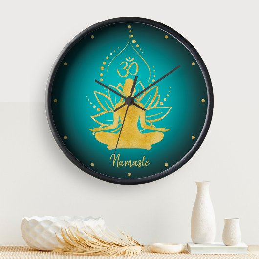 Gepersonaliseerde Lotus & Om Yoga Namaste Aangepas Grote Klok