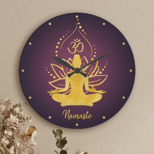 Gepersonaliseerde Lotus & Om Yoga Namaste Aangepas Grote Klok
